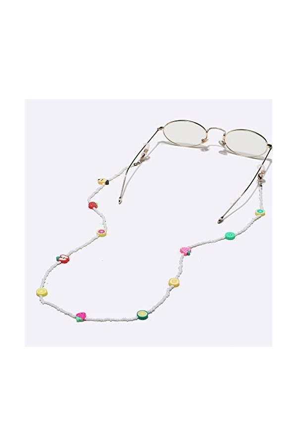 OITTO Fashion Polymer Clay Fruit White Rice Beads Lunettes Chaîne Lunettes Corde