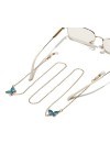 GPPZM Chaîne à Lunettes Papillon Bleu doré Corde à Lunettes antidérapante