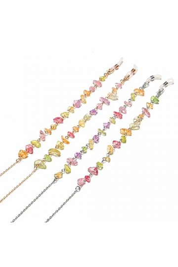 FIDDAA 2 pièces chaîne de Lunettes for Femmes élégant Masque lanière Cristal Naturel Masque chaîne Lunettes Support Sangle, m