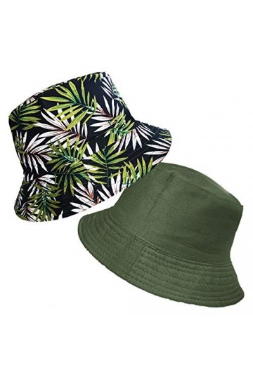 TOSKATOK® Anti UV UPF 50+ Bob été Unisexe Hommes Femmes Feuille de Palmier Tropical Coton-Taille Unique-Olive