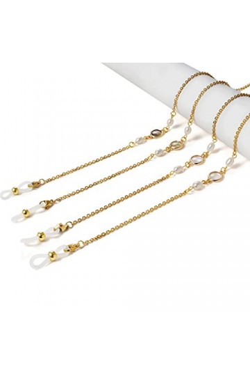 FIDDAA Chaîne de Lunettes élégante for Femmes Filles Perles colorées Coquille Perles Collier Lunettes de Soleil Lunettes de L