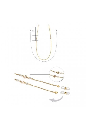 FIDDAA Chaîne de Lunettes élégante for Femmes Filles Perles colorées Coquille Perles Collier Lunettes de Soleil Lunettes de L