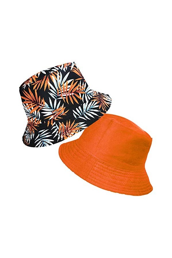 TOSKATOK® Anti UV UPF 50+ Bob été Unisexe Hommes Femmes Feuille de Palmier Tropical Coton-Taille Unique-Olive