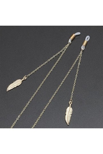 SUNMME Corde à Lunettes en métal Pendentif Feuille dor Chaîne à Lunettes Faite à la Main