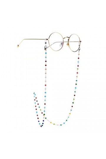 XOUVY Chaîne de Lunettes chaîne de Lunettes de Soleil chaîne en Acier Inoxydable Cristal Rond coloré Pas Facile à estomper ch