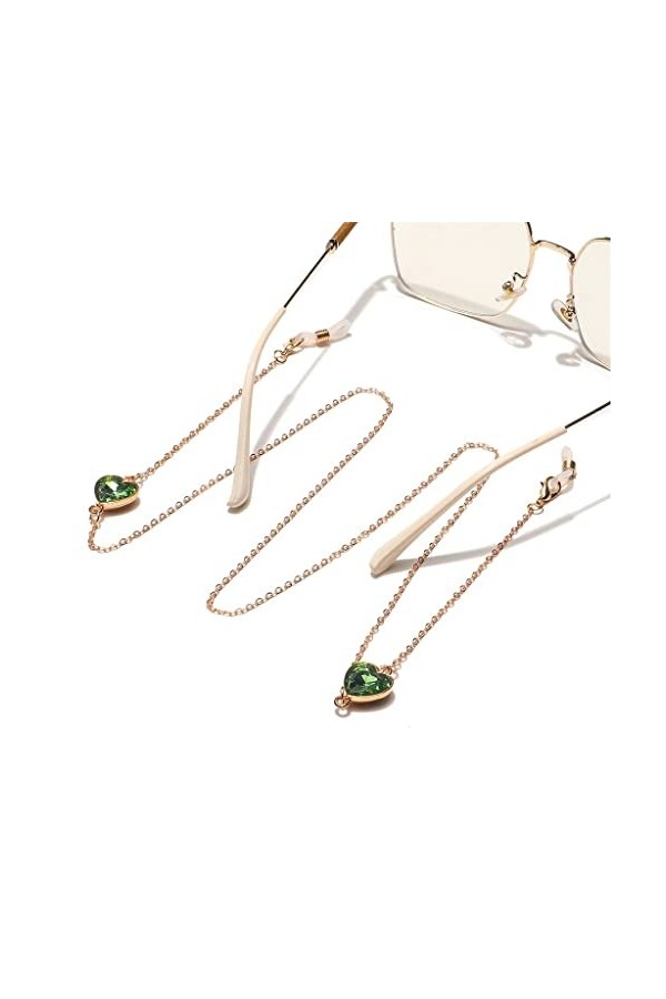 LIUZH or, rouge, cristal rond, corde de lunettes de soleil, voyage, mode, lunettes de soleil, chaîne de lunettes couleur : D