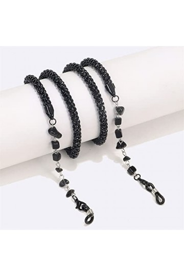 OITTO Lunettes en métal Corde Lunettes Accessoires chaîne de Lunettes Pas Facile à décolorer chaîne de maïs Noir Audacieux