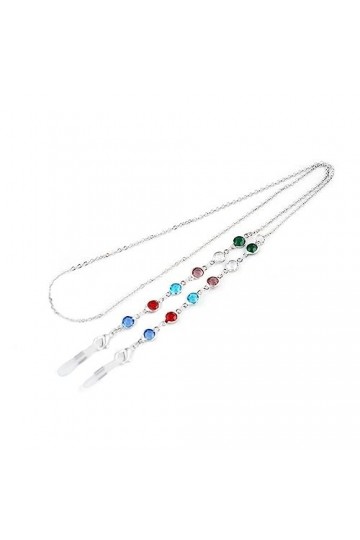 JJZXD Chaîne de Lunettes en Strass coloré en métal Chaîne de Cou Suspendue Chaîne de Lunettes