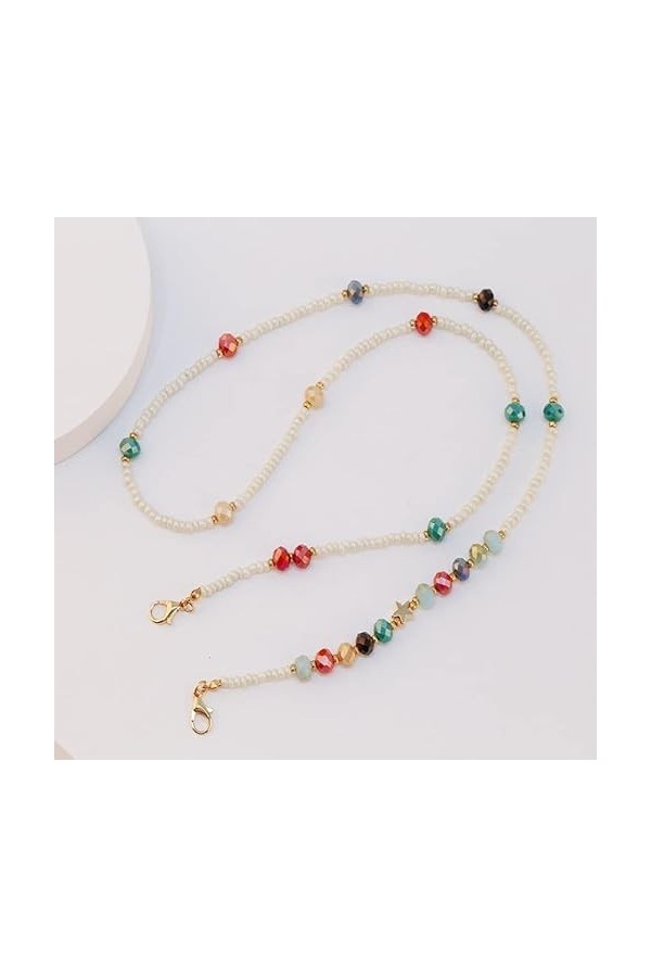 NXYDQ Chaînes Anti-Perte en Cristal de Couleur Perle Accessoires chaîne de Lunettes de Mode Populaire Color : D, Size : 70cm