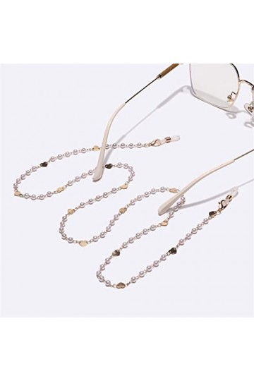 OITTO Metal Glasses Rope Gold Peach Heart Pearl Handmade Glasses Chain Glasses Rope