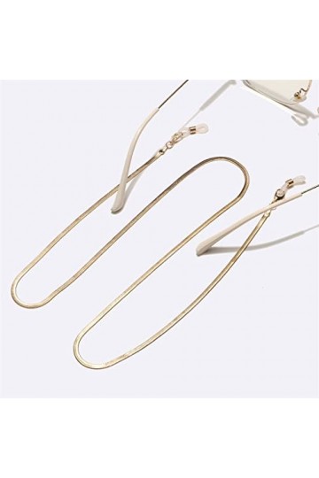 EYHLKM Fashion Gold Silver Lunettes de Soleil Chaîne de Lunettes Lunettes Plates Corde Color : Argento, Size : Regolabile 