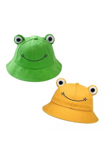 ATBUSS Lot de 2 chapeaux de pêche grenouille pliables à large bord - Chapeaux de soleil de plage pour hommes et femmes - Chap