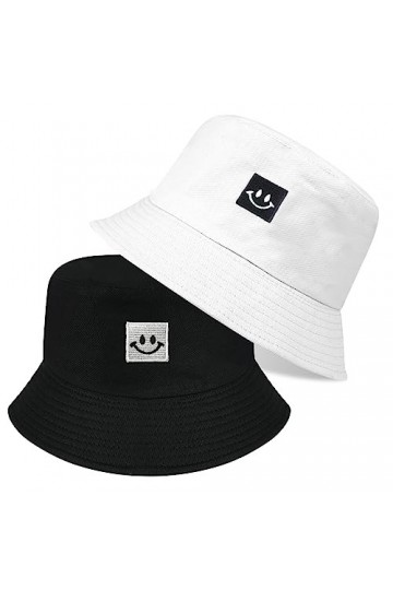 flintronic Chapeaux de Seau Visage Souriant, Bob Chapeau Femme Homme, De Soleil Chapeau de Pêcheur, Chapeau Bobs Pliable Réve