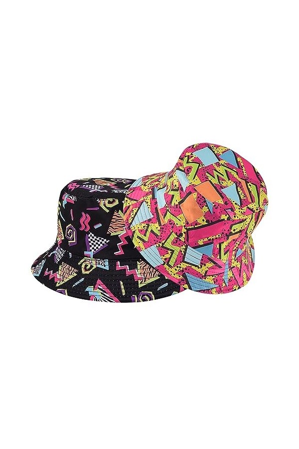 SKHAOVS 2 Pièces Chapeau de Pêcheur Réversible Chapeaux de Seau de Imprimé Chapeau de Soleil Tendance pour Femmes Hommes et L