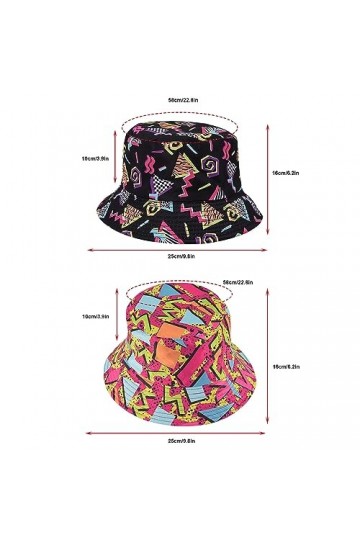 SKHAOVS 2 Pièces Chapeau de Pêcheur Réversible Chapeaux de Seau de Imprimé Chapeau de Soleil Tendance pour Femmes Hommes et L