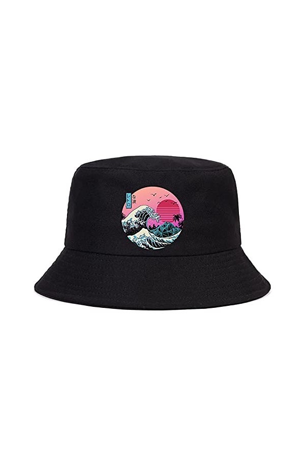 Bob 90 s Grande Vague rétro Anime Seau Chapeau Ulzzang Streetwear Coton Camisetas Hombre Hommes Vaporwave drôle Seau Chapeau