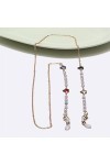 OITTO Fashion Heart Glass Pearl Handmade Metal Glasses Chain