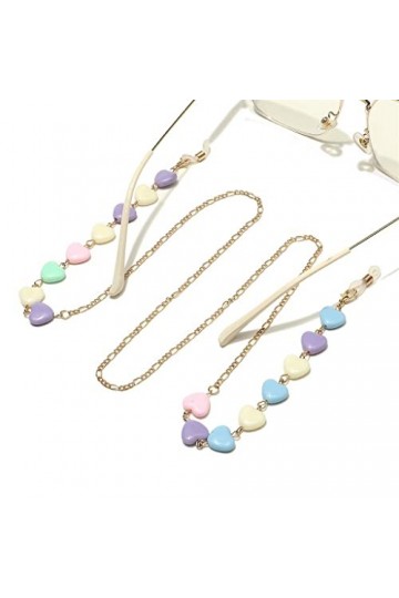 OITTO Metal Glasses Rope Glasses Chain Not Easy to Fade Gold 8mm Peach Heart