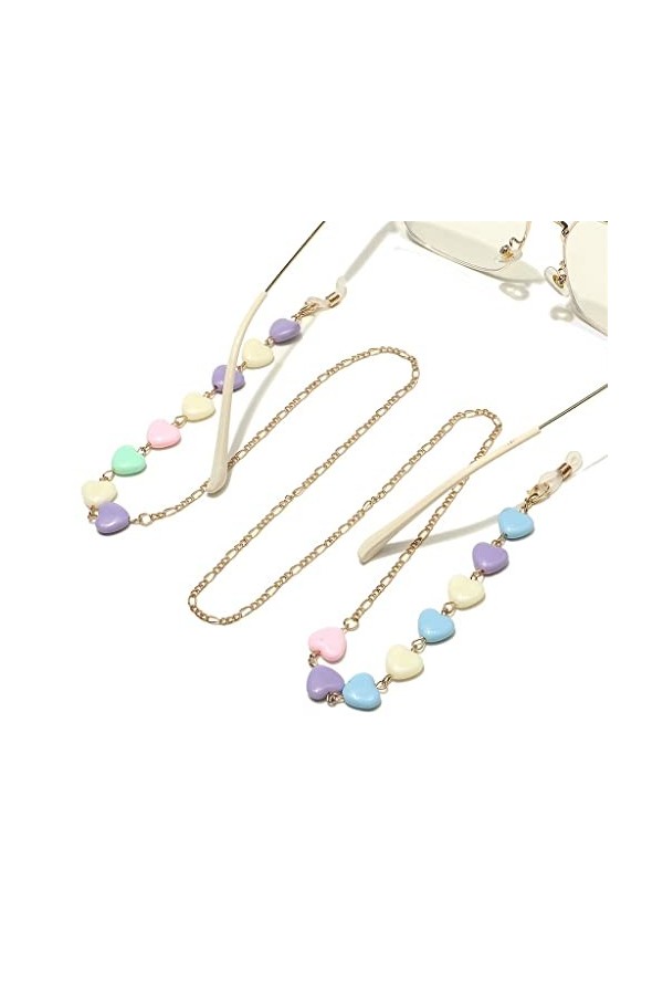 OITTO Metal Glasses Rope Glasses Chain Not Easy to Fade Gold 8mm Peach Heart