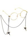 EYHLKM Lunettes Corde Pendaison Cou Mode Noir Irrégulier Étoile Pendentif Chaîne Lunettes De Soleil avec Chaîne De Lunettes