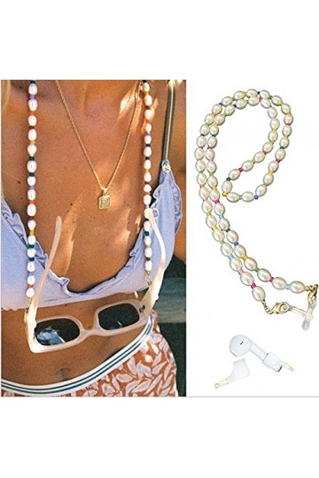 WJCCY Couleur mélangée Imitation Perle Lunettes Chaîne Femmes Sunglasses Accessoires Multifonction Anti-Lost Case Casret Lany