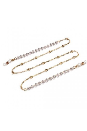 ZLXDPBF Perle à la Main Ronde Perle chaîne Lunettes chaîne Clip Perle Clip Lunettes Accessoires Color : Argento, Size : 78CM