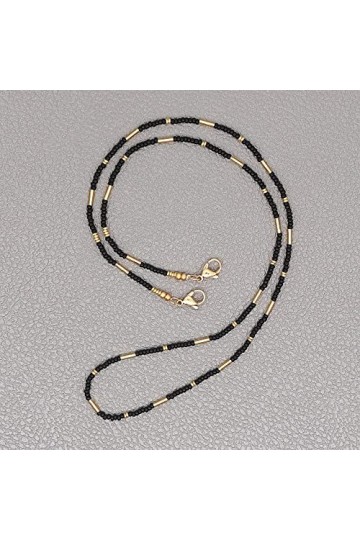 NXYDQ Chic Simple Perles Noires Masque Chaîne Titulaire Mode Femmes Lunettes Chaîne Titulaire Bijoux