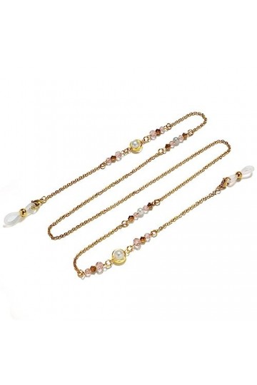 LHLLHL Licou Lunettes Corde Chaîne Longe Lunettes de Soleil Perle Cristal Lunettes de Soleil Lunettes Chaîne Color : Argento