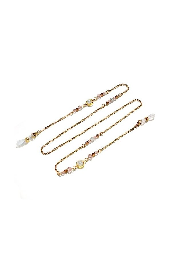 LHLLHL Licou Lunettes Corde Chaîne Longe Lunettes de Soleil Perle Cristal Lunettes de Soleil Lunettes Chaîne Color : Argento