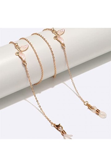 OITTO Chaîne de Lunettes en métal Or Blanc Strass Perle Pendentif chaîne de Lunettes