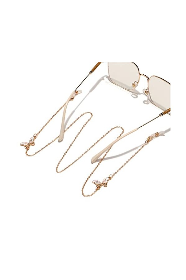 OITTO Chaîne de Lunettes en métal Or Blanc Strass Perle Pendentif chaîne de Lunettes