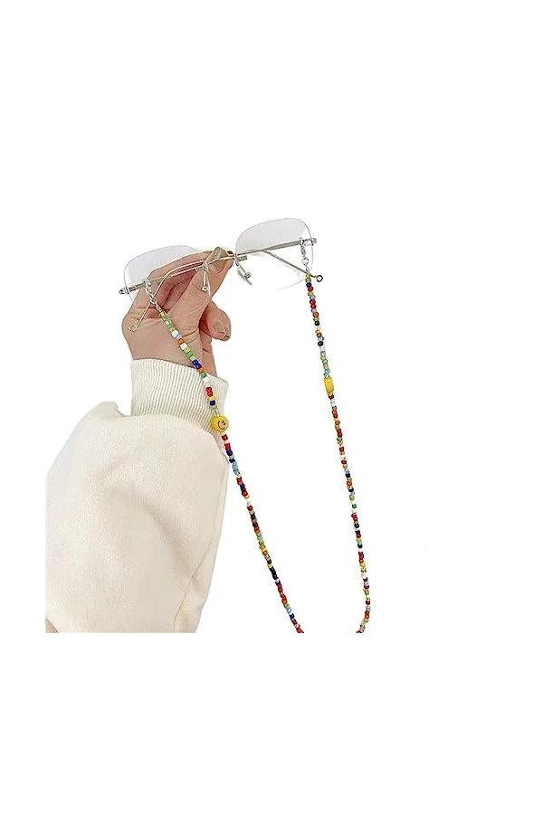 LLLY Collier de chaîne de Lunettes de Visage Souriant de Perles colorées Faites à la Main