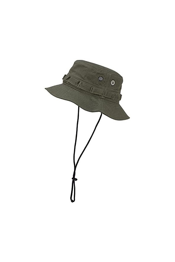 LIVACASA Bob Randonnée pour Femme Homme Bob avec Cordon Amovible Bob Pecheur Kaki