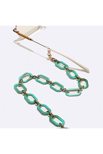 EYHLKM Résine Acrylique Turquoise Lunettes Corde Lunettes De Mode Chaîne