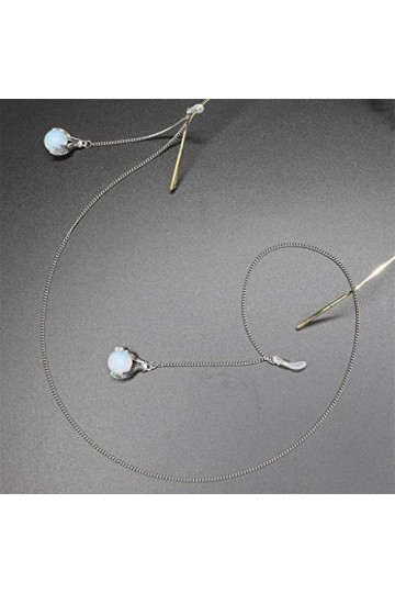 EYHLKM Chaîne en Acier Inoxydable argenté Pendentif Palmier Opale Chaîne de Lunettes à fondu Rapide