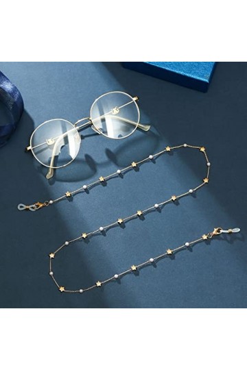 LIUZH Mode Perle Lunettes chaîne for Femmes Boho perlé Porte-chaîne Coeur Charme Lunettes de Soleil lanière Cou Cordon Lunett