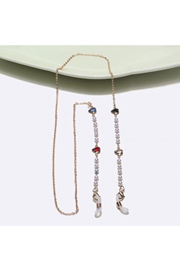 SDFGH Perle Lunettes Chaînes Lunettes Lunettes De Soleil Lunettes Chaîne en Métal Titulaire Cordon Masque Lanière Collier
