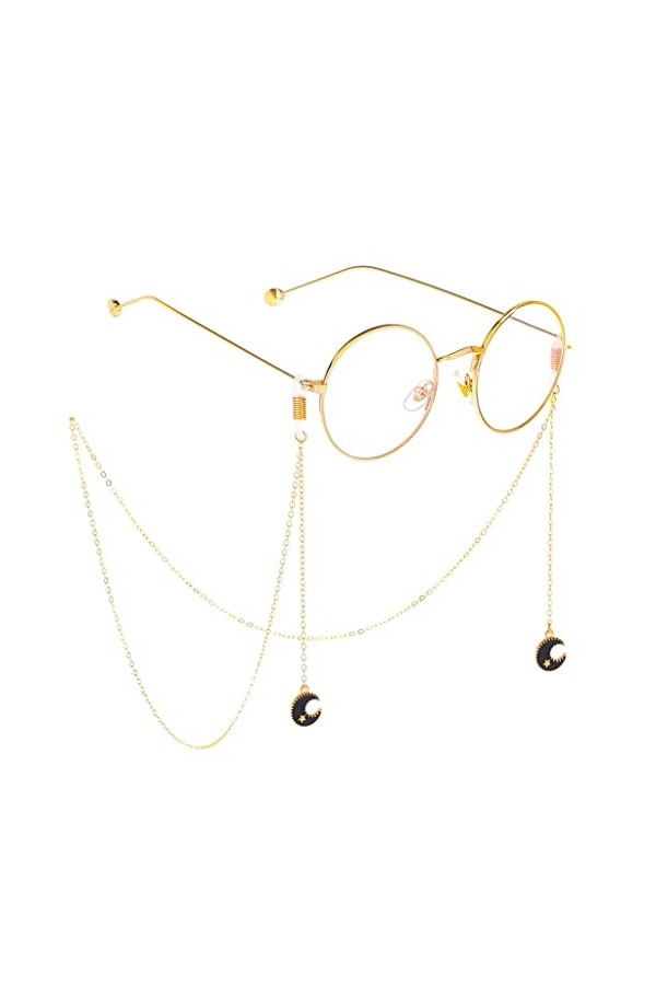 OITTO Corde à Lunettes en métal Pendentif Lune Noire Chaîne à Lunettes