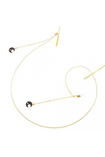 OITTO Corde à Lunettes en métal Pendentif Lune Noire Chaîne à Lunettes