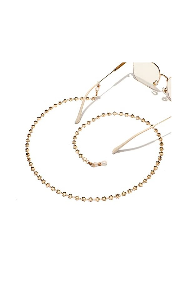 OITTO Chaîne à la Main en métal Lunettes Corde Or étoile Pendentif Lunettes chaîne Masque chaîne transfrontalière