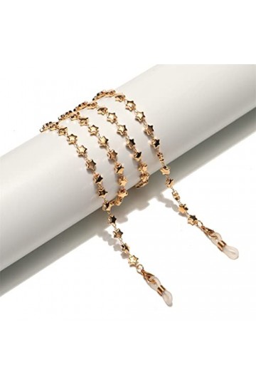 OITTO Chaîne à la Main en métal Lunettes Corde Or étoile Pendentif Lunettes chaîne Masque chaîne transfrontalière