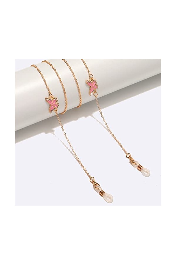 OITTO Chaîne de Lunettes en métal Or Rose Strass Perle Pendentif chaîne de Lunettes