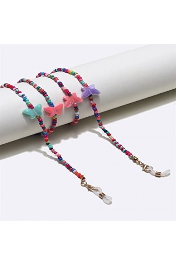 MJWDP Corde de Lunettes de chaîne de Verres de Perles de Riz de Couleur mélangée de chaîne Faite à la Main de Mode