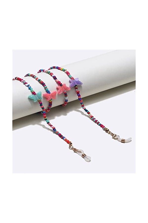 MJWDP Corde de Lunettes de chaîne de Verres de Perles de Riz de Couleur mélangée de chaîne Faite à la Main de Mode