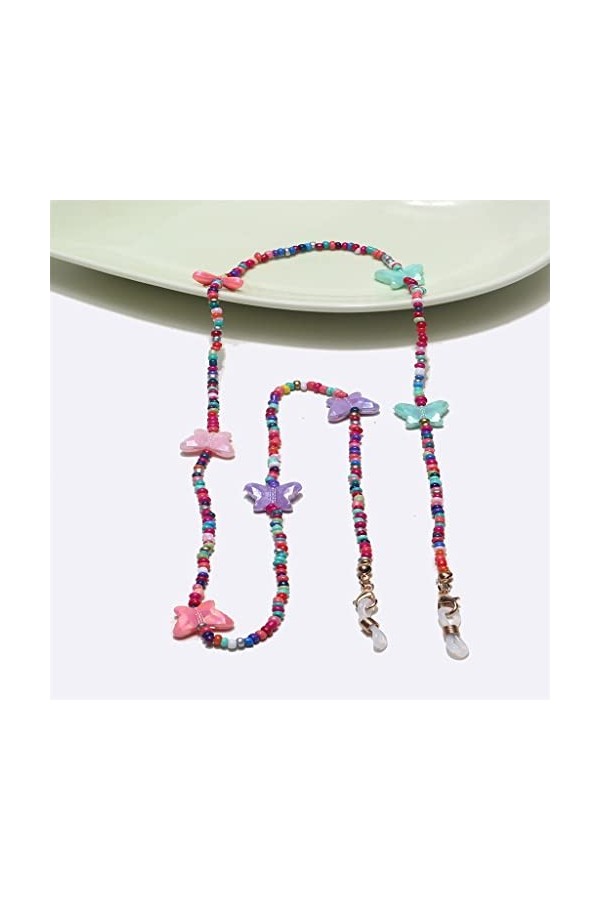 MJWDP Corde de Lunettes de chaîne de Verres de Perles de Riz de Couleur mélangée de chaîne Faite à la Main de Mode