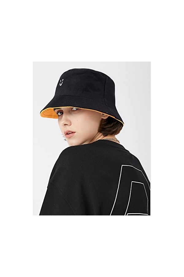Yuson Girl Bob Chapeau de Pêcheur Unisex Chapeau de Soleil Double Face Pliable Anti-UV Protection Été pour Femmes et Hommes C