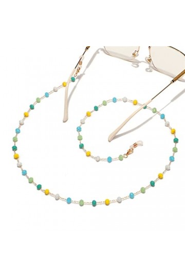 OITTO Fashion Color Crystal Handmade Metal Glasses Chain Glasses Rope