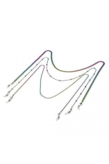 KJGLW Ensemble de Trois pièces, chaîne de Lunettes, cuivre, coloré, Perles, Perles, chaîne épaisse, Corde à Lunettes