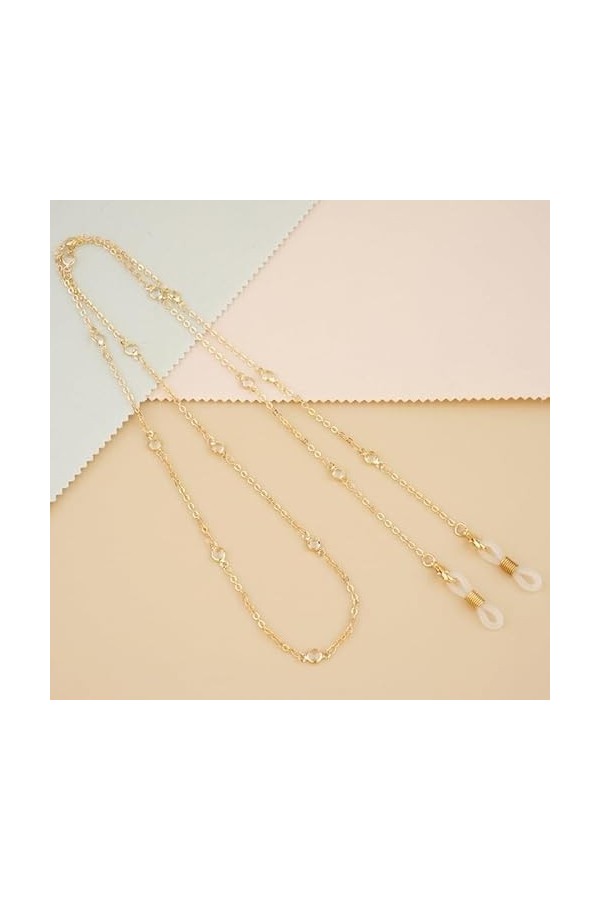 JJZXD Lunettes de Soleil Suspendues Cou Lunettes Suspendues Corde Lunettes Corde Strass Rétro Lunettes Pendentif Chaîne