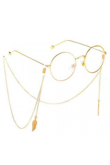 EYHLKM Corde à Lunettes en métal Pendentif Feuille dor Chaîne à Lunettes Faite à la Main